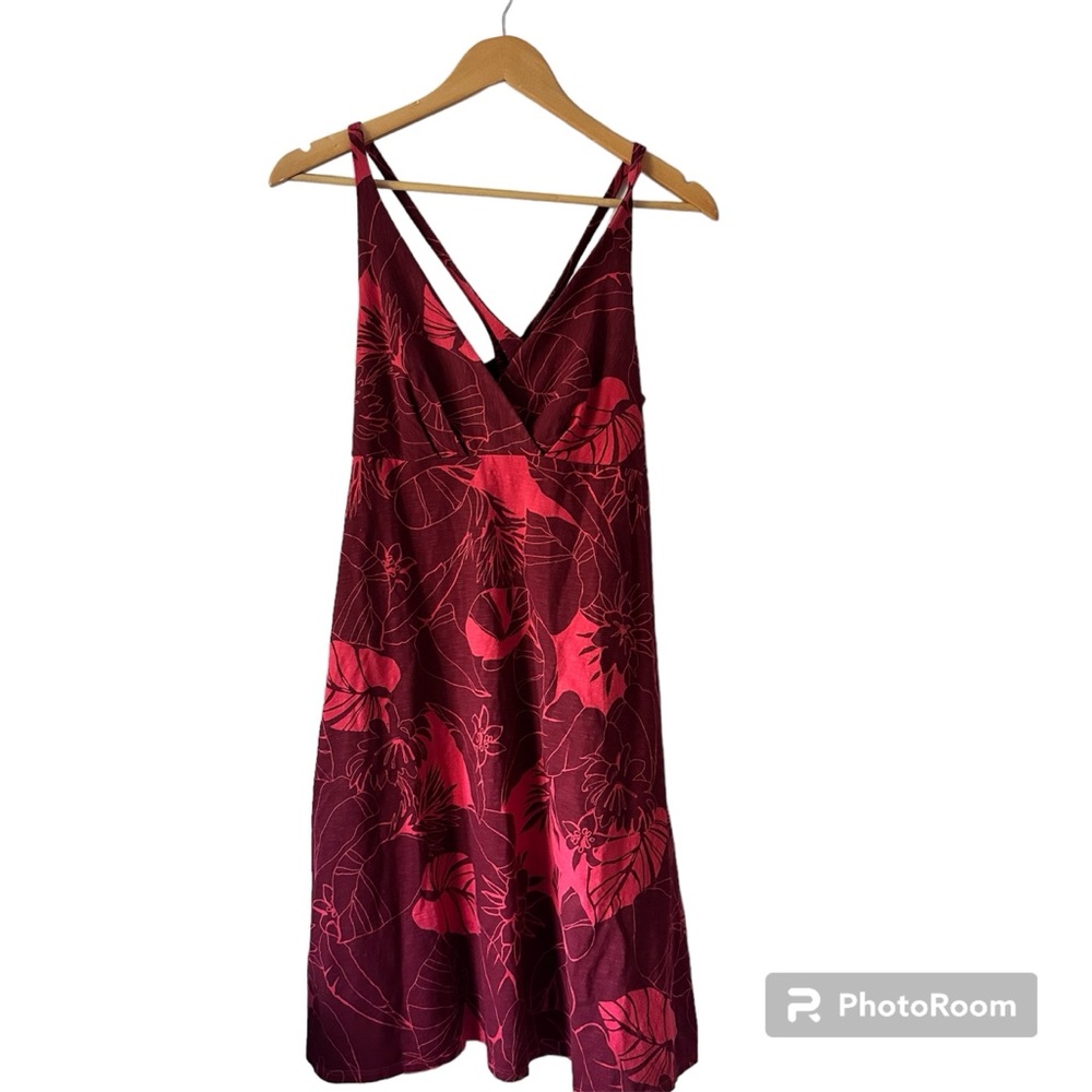 Patagonia Red and Dark Red Floral Midi Dress
